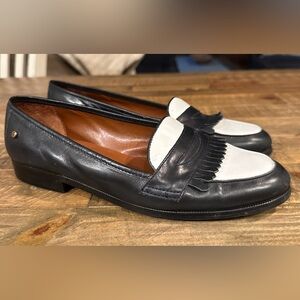 Etienne Aigner Vintage Black & White Kilt Penny Loafers Size 8.5 W